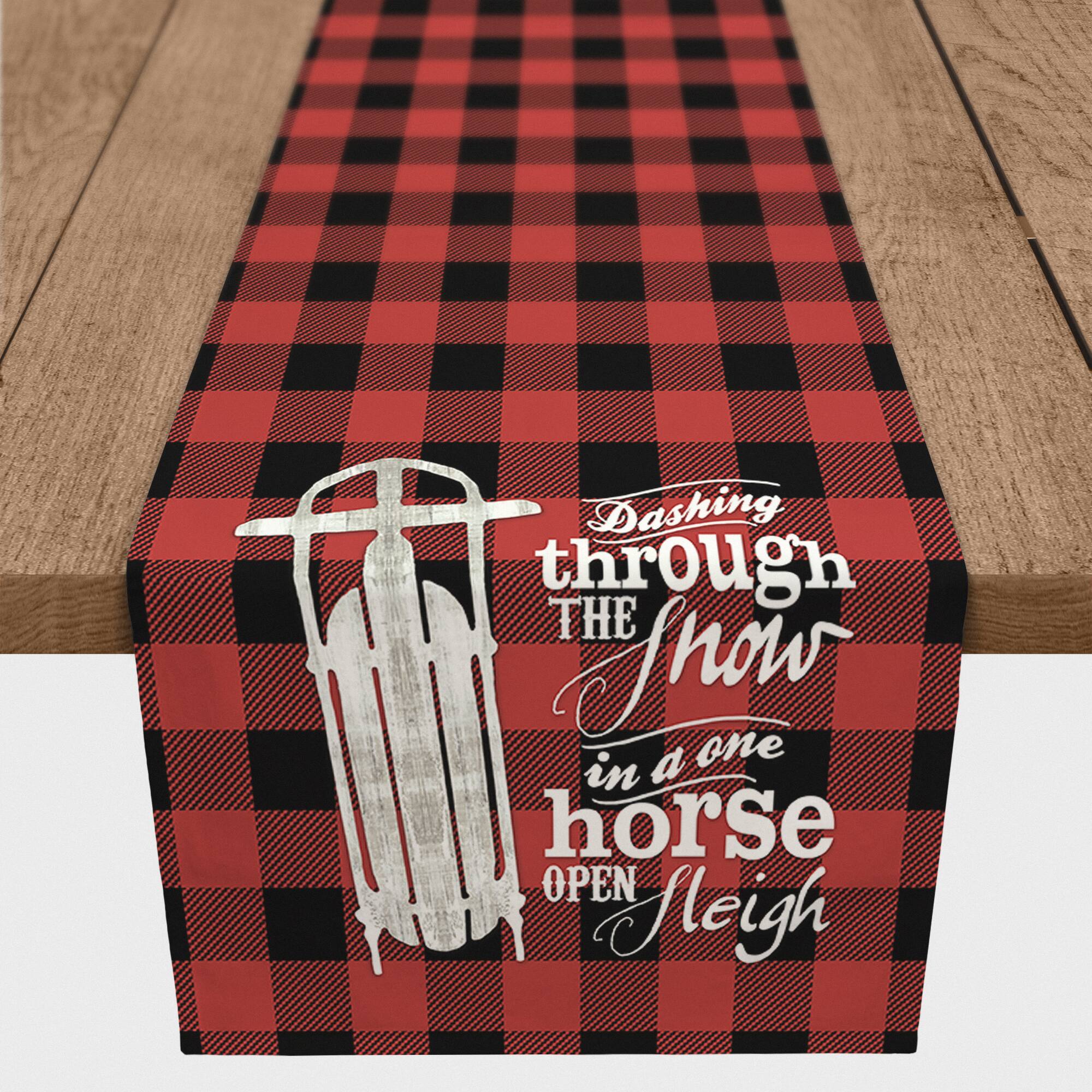 One Horse Open Sleigh Poly Twill Table Runner